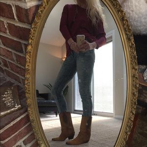 Stone washed skinny blue jean